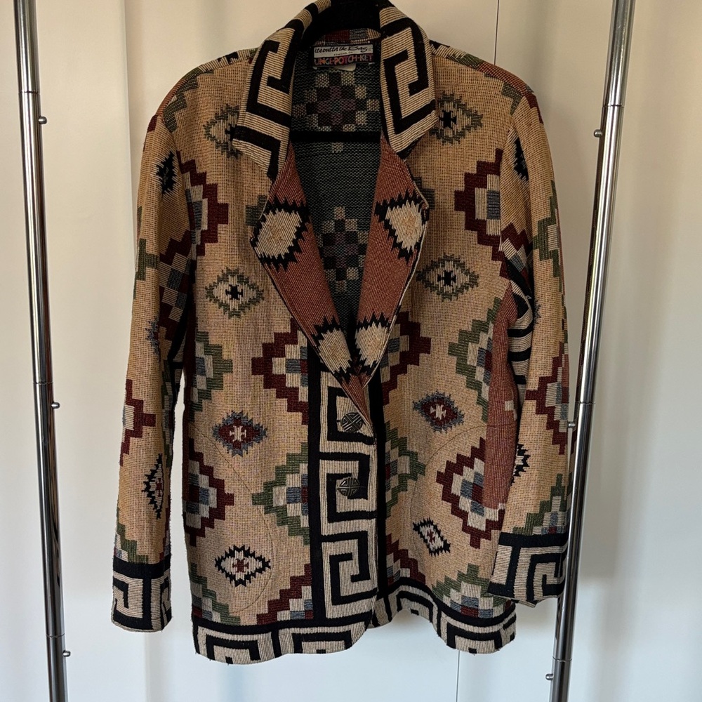 Ralph Lauren inspired  Multicolor Geometric Blazer western vintage